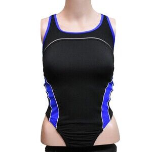 NWT Womens Speedo Racing Endurance+ Swimsuit Black Blue sz 28